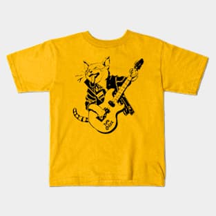 Rock and Roll Cat Legendary Guitarist Kids T-Shirt